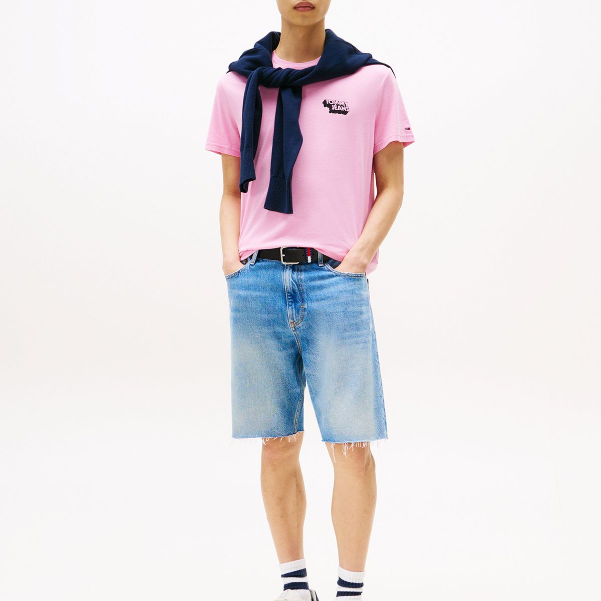 TOMMY HILFIGER - Polera Stack Logo Slim Fit Rosado Tommy Jeans