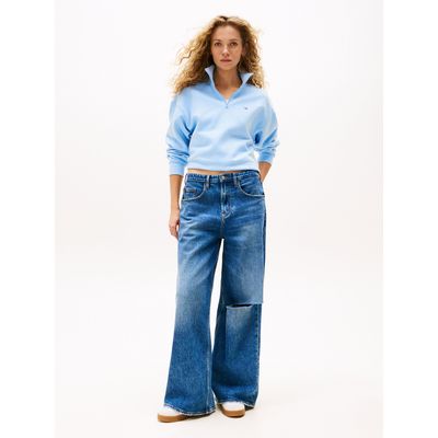Imagen 2 del producto Polerón Relaxed Cropped Con Cremallera Celeste Tommy Jeans