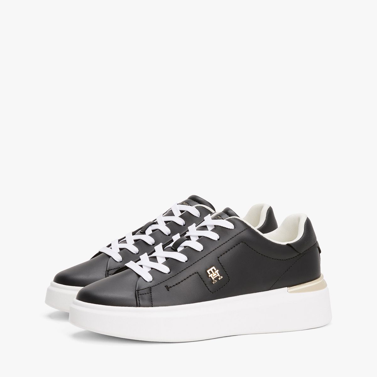 TOMMY HILFIGER - Zapatillas De Cuero Monogram Negro Tommy Hilfiger