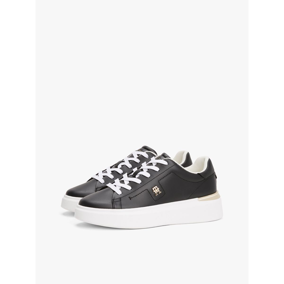 TOMMY HILFIGER - Zapatillas De Cuero Monogram Negro Tommy Hilfiger