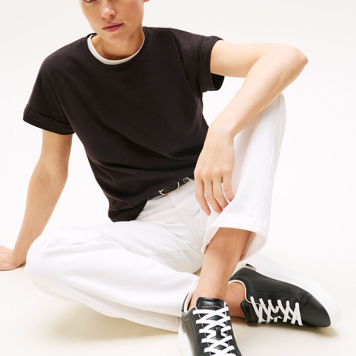 TOMMY HILFIGER - Zapatillas De Cuero Monogram Negro Tommy Hilfiger