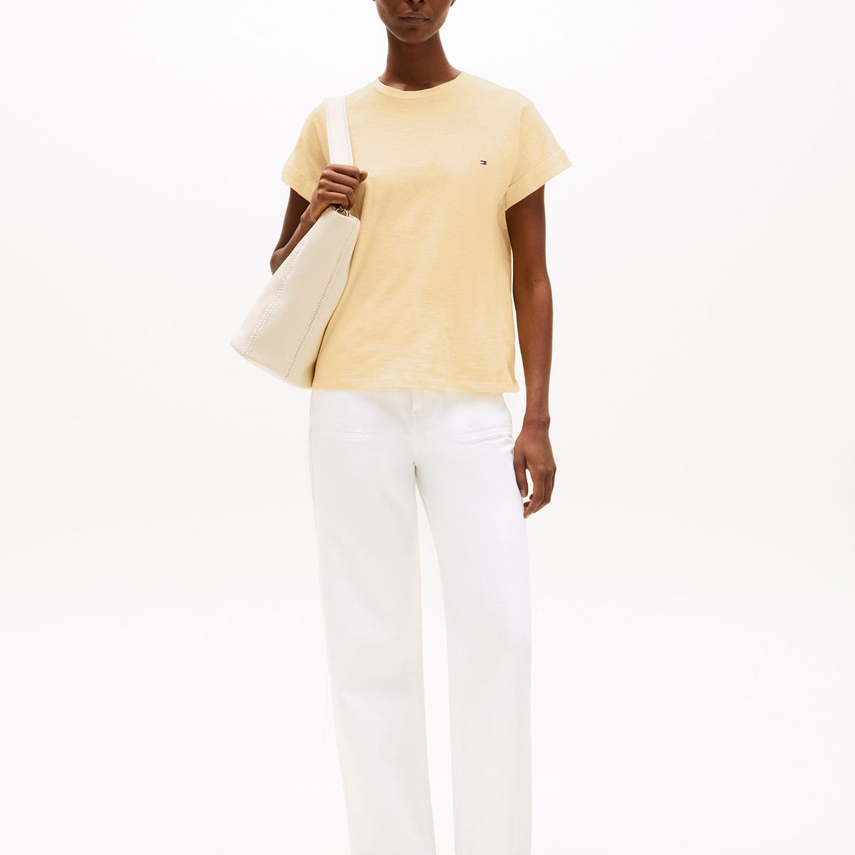 TOMMY HILFIGER - Polera Texturizada Con Logo Amarillo Tommy Hilfiger