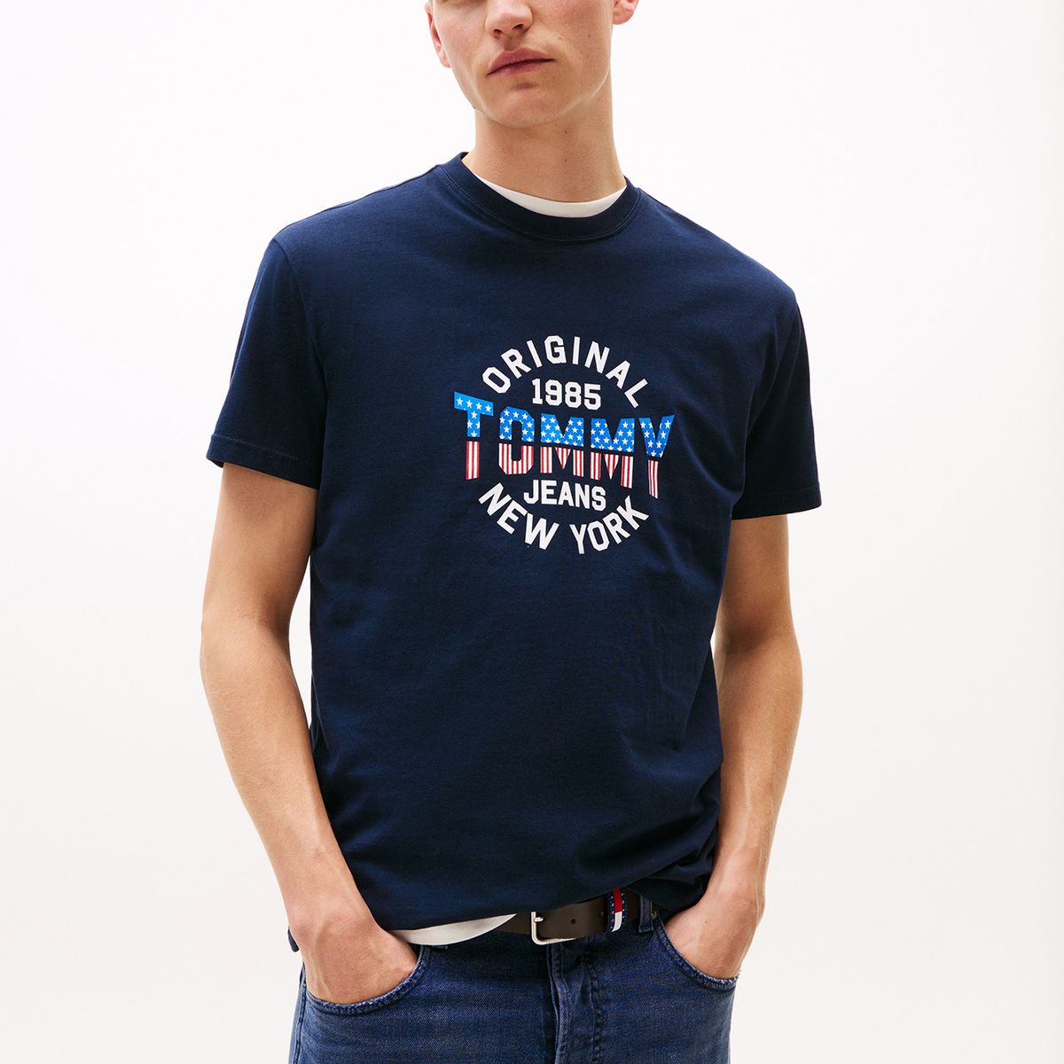 TOMMY HILFIGER - Polera Usa Circle Graphic Logo Azul Tommy Jeans
