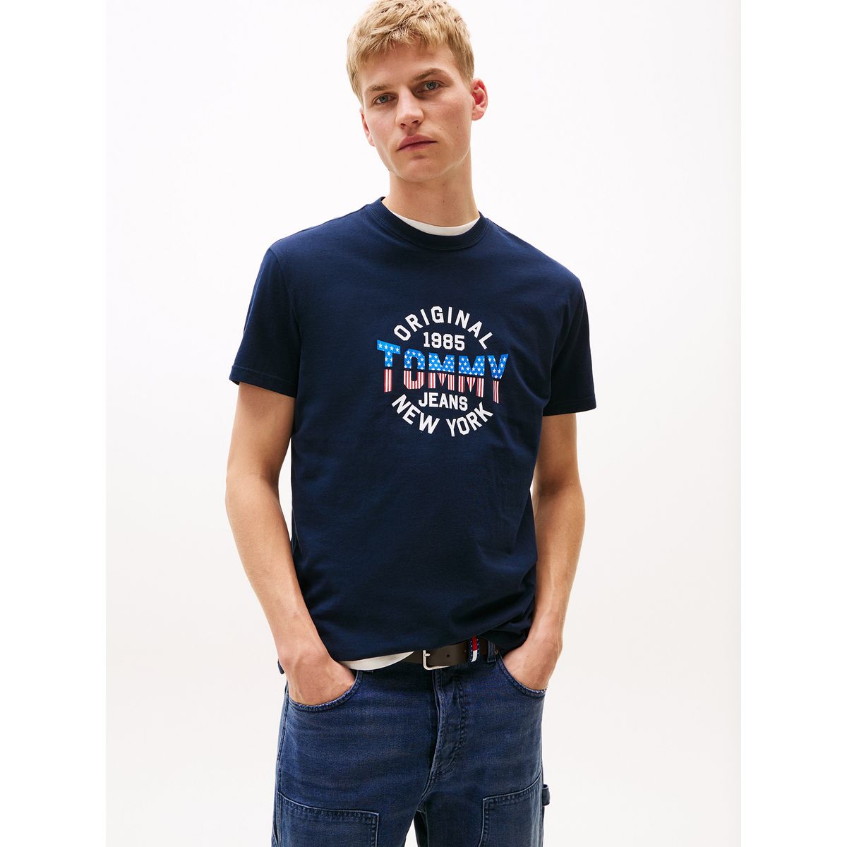 TOMMY HILFIGER - Polera Usa Circle Graphic Logo Azul Tommy Jeans