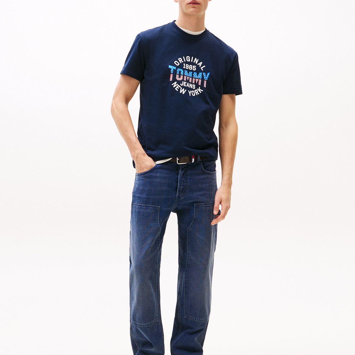 TOMMY HILFIGER - Polera Usa Circle Graphic Logo Azul Tommy Jeans