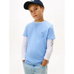 TOMMY HILFIGER - Polera De Niño Essential Cotton Celeste