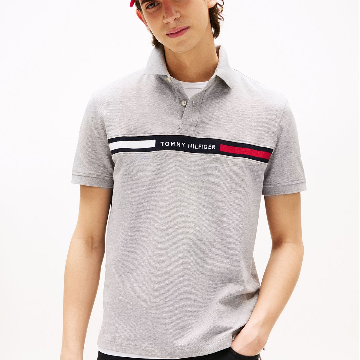 TOMMY HILFIGER - Polo Chest Insert Logo Gris Tommy Hilfiger