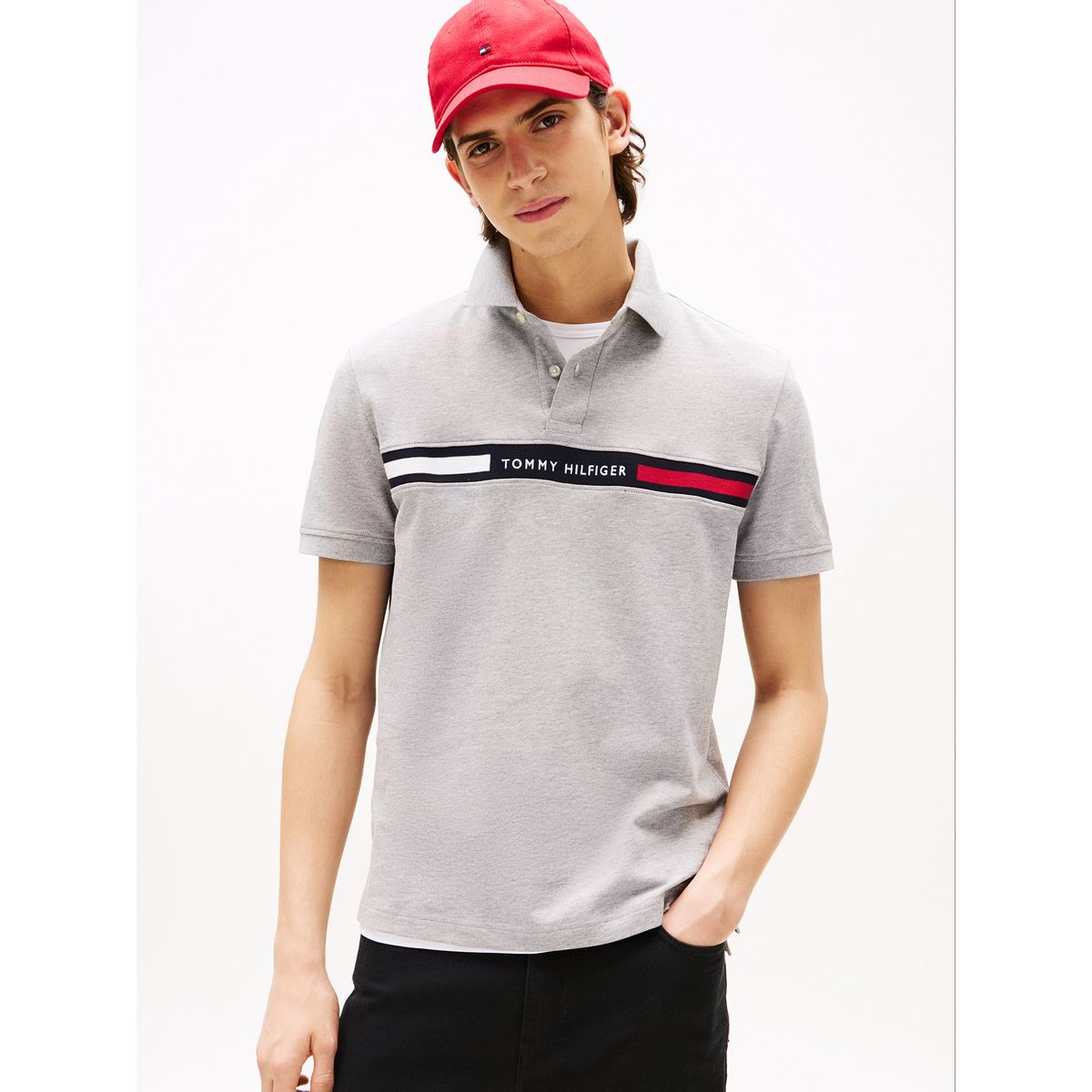 TOMMY HILFIGER - Polo Chest Insert Logo Gris Tommy Hilfiger