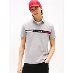 TOMMY HILFIGER - Polo Chest Insert Logo Gris