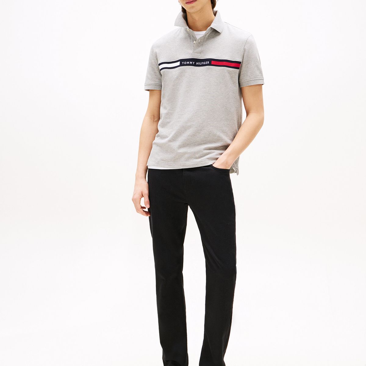 TOMMY HILFIGER - Polo Chest Insert Logo Gris Tommy Hilfiger