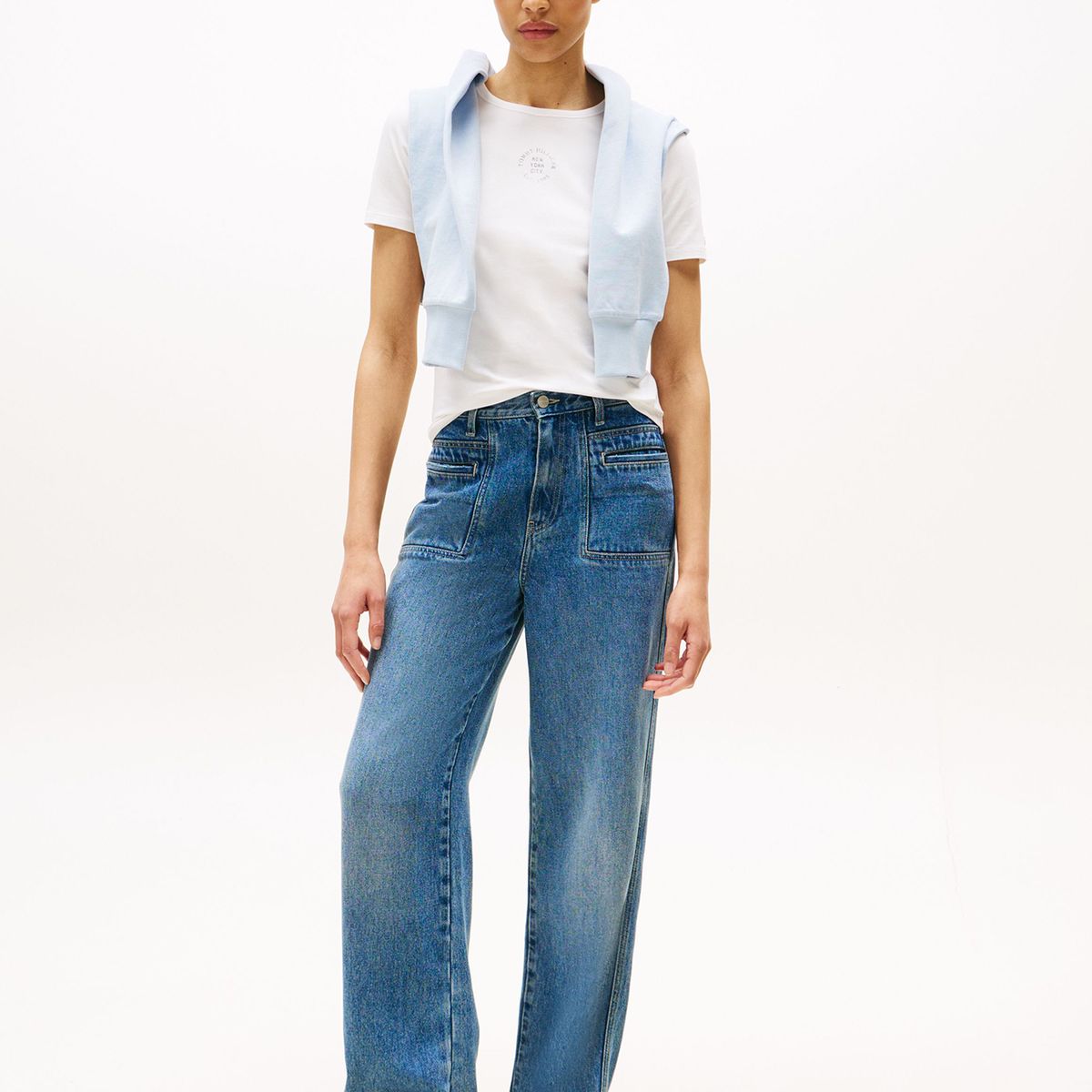 TOMMY HILFIGER - Polera Slim Con Logo Estampado Blanco Tommy Hilfiger