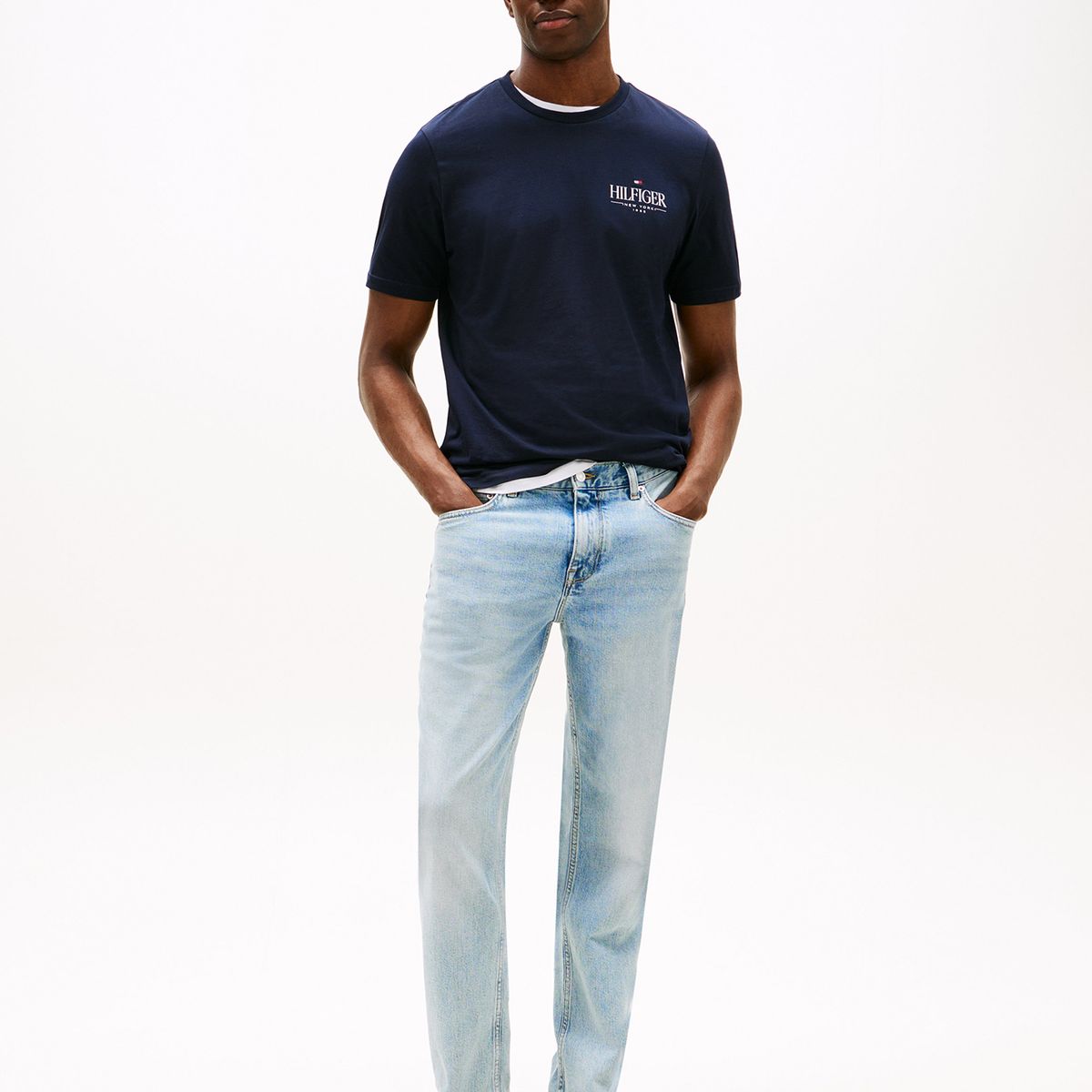 TOMMY HILFIGER - Polera Hilfiger Stack Logo Azul Tommy Hilfiger