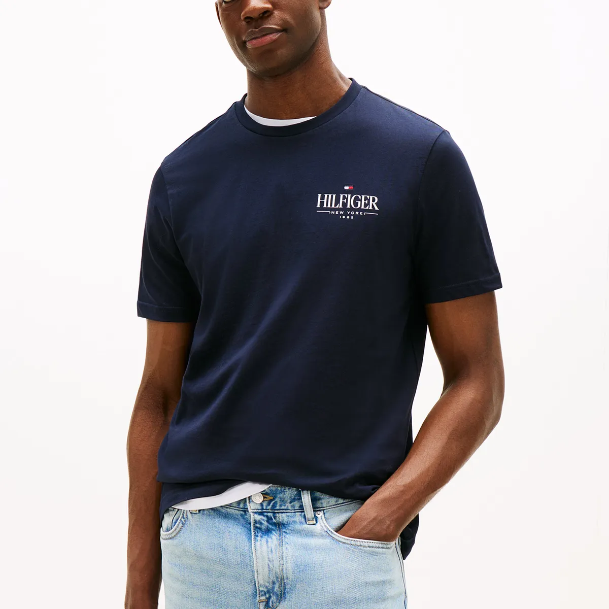 TOMMY HILFIGER - Polera Hilfiger Stack Logo Azul Tommy Hilfiger