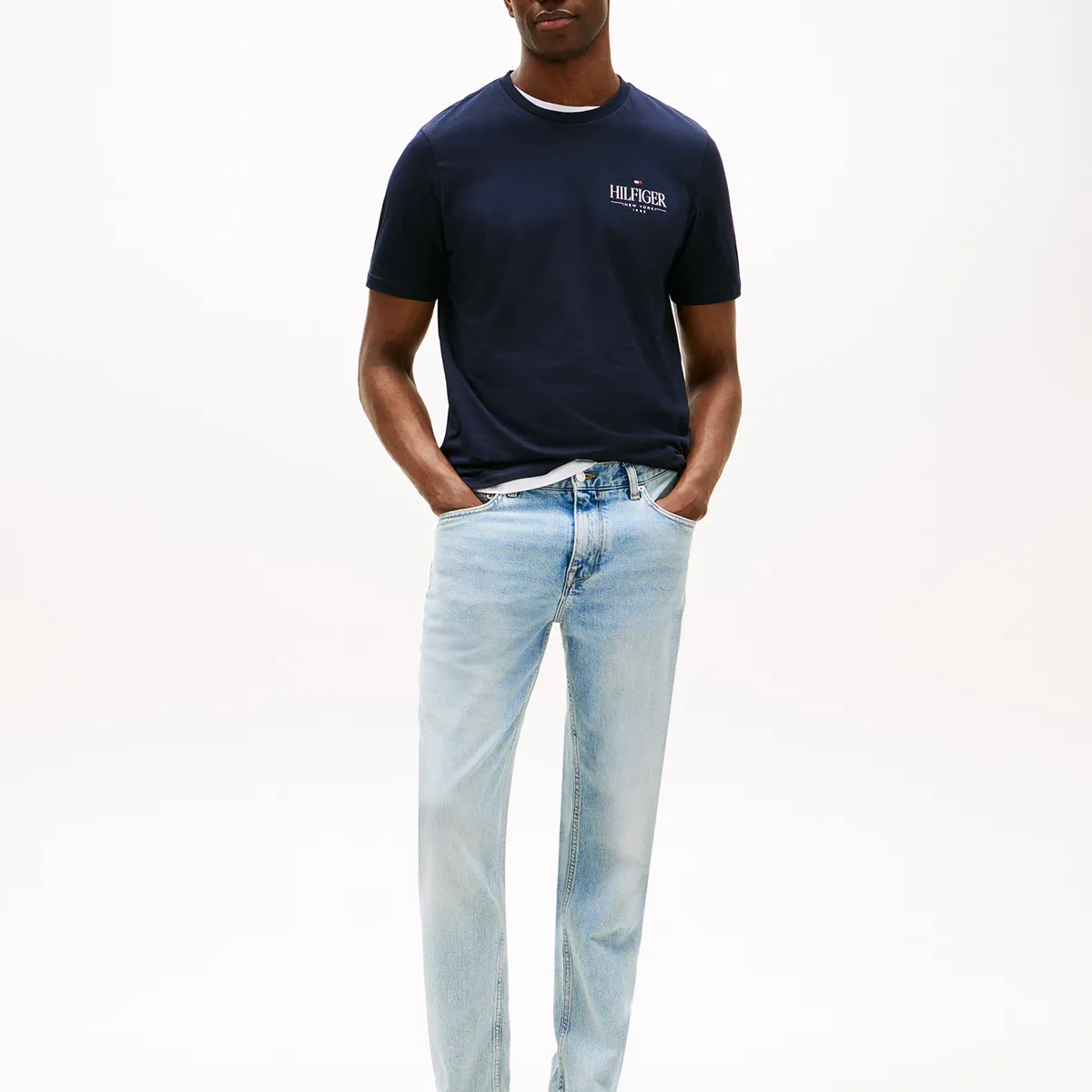 TOMMY HILFIGER - Polera Hilfiger Stack Logo Azul Tommy Hilfiger