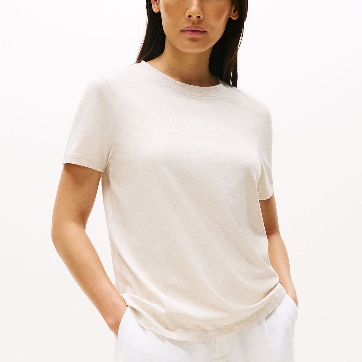 TOMMY HILFIGER - Polera Signature Con Logo Blanco Tommy Hilfiger