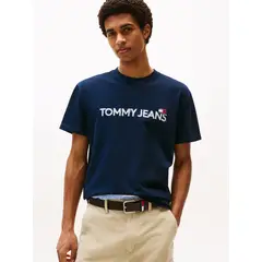 TOMMY HILFIGER - Polera Con Logo De Parche Azul Tommy Jeans
