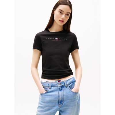 Imagen 1 del producto Polera Slim Fit Con Logo Lineal Negro Tommy Jeans