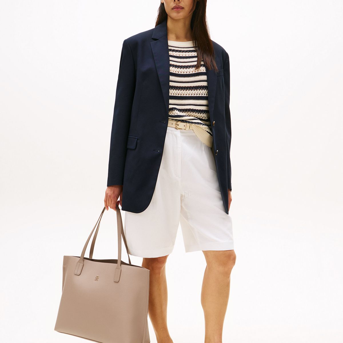 TOMMY HILFIGER - Tote Distinct Monogram Beige Tommy Hilfiger