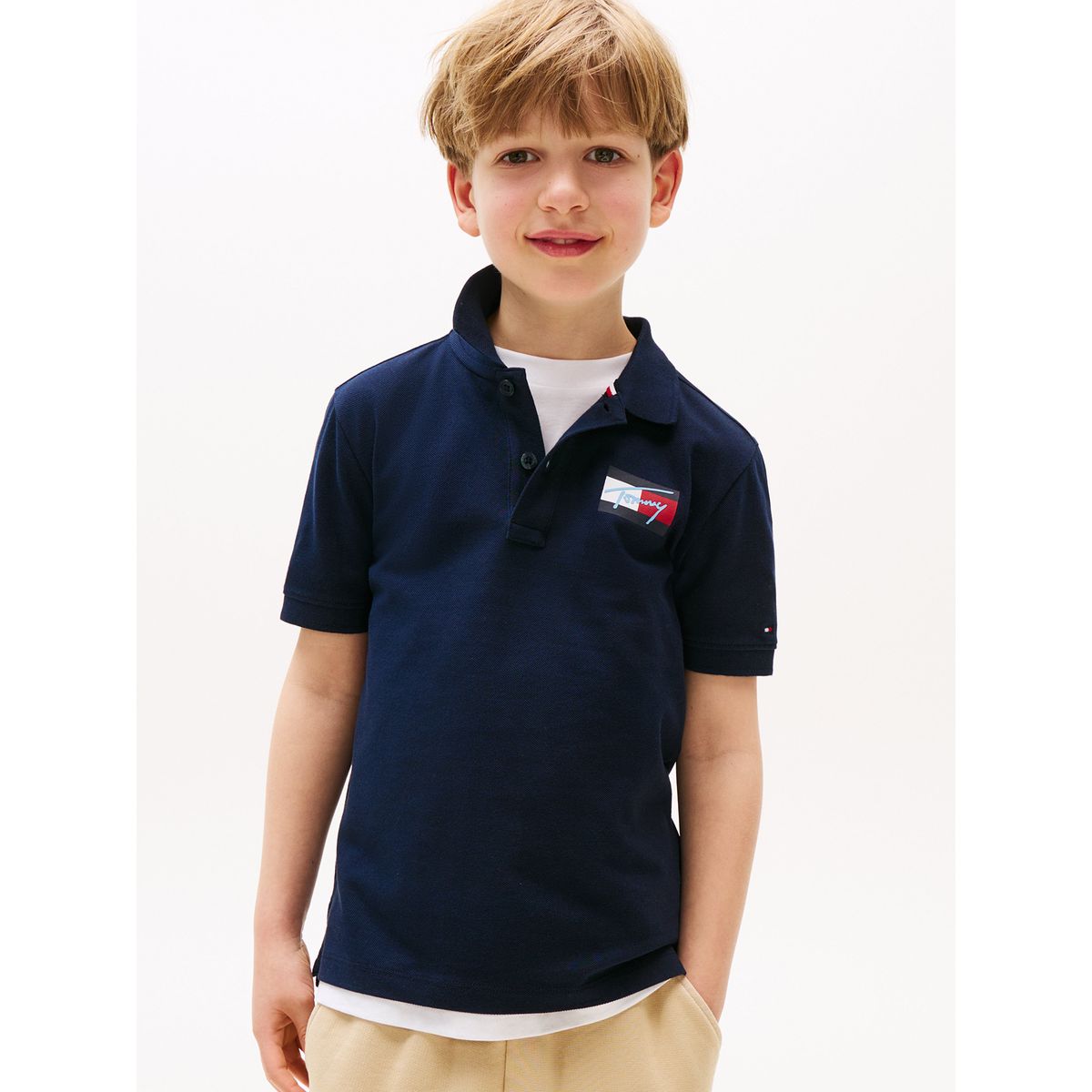 TOMMY HILFIGER - Polo Con Logo Distintivo Azul Tommy Hilfiger