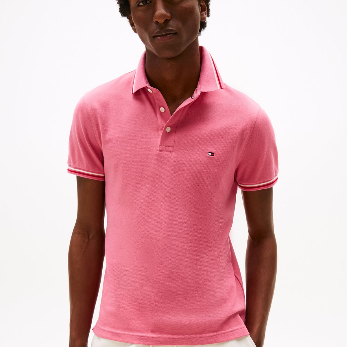 TOMMY HILFIGER - Polo Seasonal Ribeteado Slim Fit Rosado Tommy Hilfiger