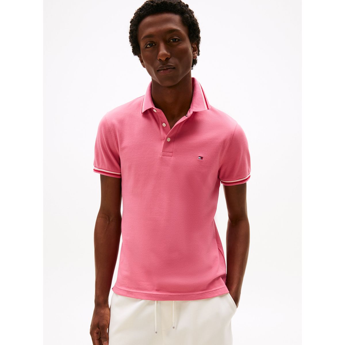 TOMMY HILFIGER - Polo Seasonal Ribeteado Slim Fit Rosado Tommy Hilfiger