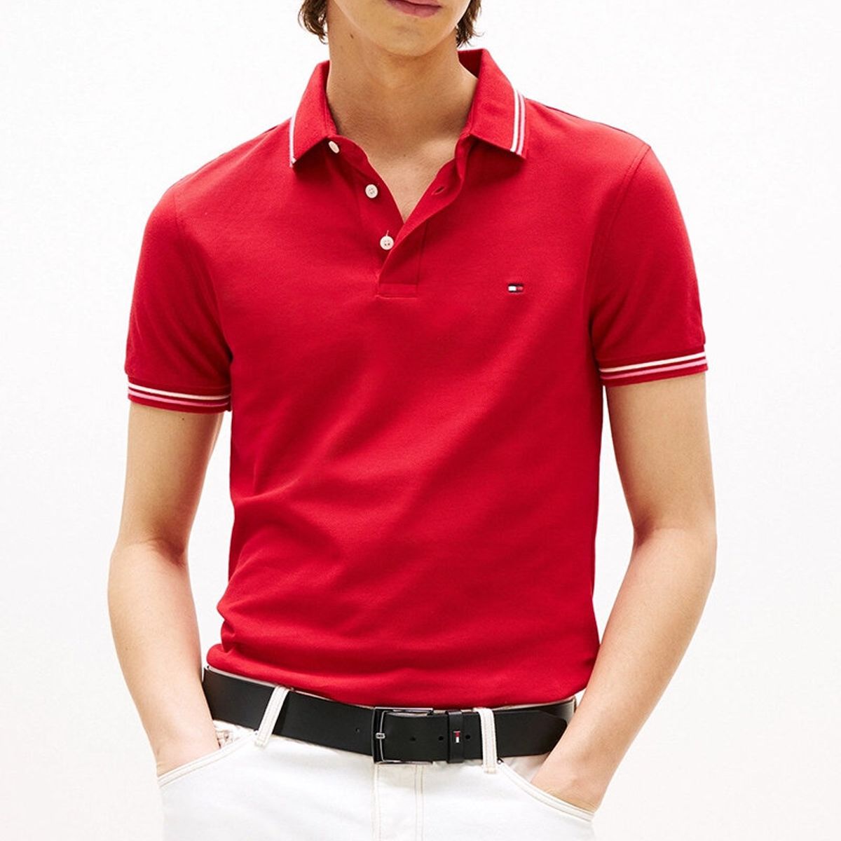 TOMMY HILFIGER - Polo Seasonal Ribeteado Slim Fit Rojo Tommy Hilfiger