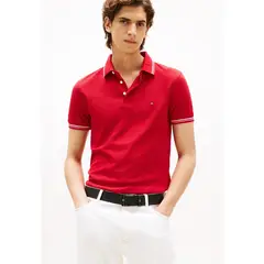 TOMMY HILFIGER - Polo Seasonal Ribeteado Slim Fit Rojo