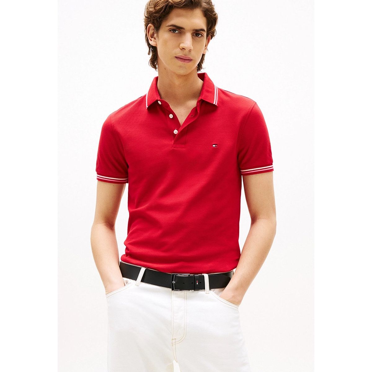 TOMMY HILFIGER - Polo Seasonal Ribeteado Slim Fit Rojo Tommy Hilfiger