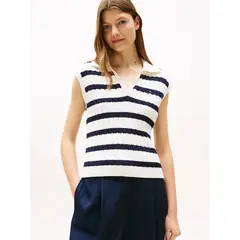 TOMMY HILFIGER - Sweater Trenzado Sin Mangas Multicolor