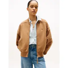 TOMMY HILFIGER - Polerón Tonal Bomber Café