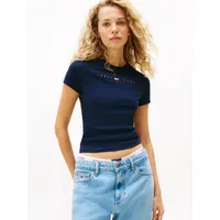 Polera Slim Fit Con Logo Lineal Azul Tommy Jeans