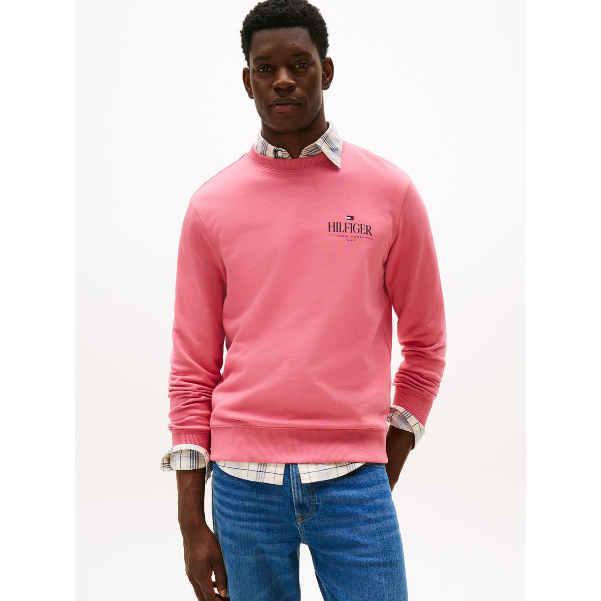 TOMMY HILFIGER - Polerón Stacked Con Logo Rosado Tommy Hilfiger