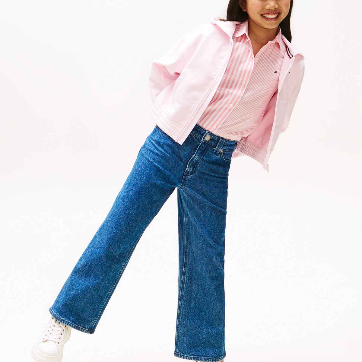 TOMMY HILFIGER - Polerón Hoodie Con Logo Y Cierre Rosado Tommy Hilfiger