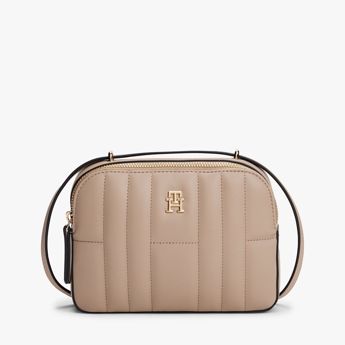 TOMMY HILFIGER - Bandolera Acolchada Con Monograma Beige Tommy Hilfiger