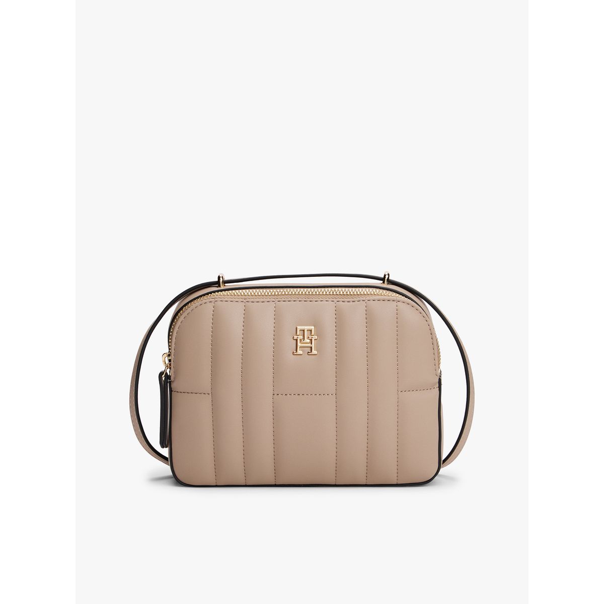 TOMMY HILFIGER - Bandolera Acolchada Con Monograma Beige Tommy Hilfiger