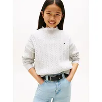 Sweater De Niña De Punto Trenzado Gris