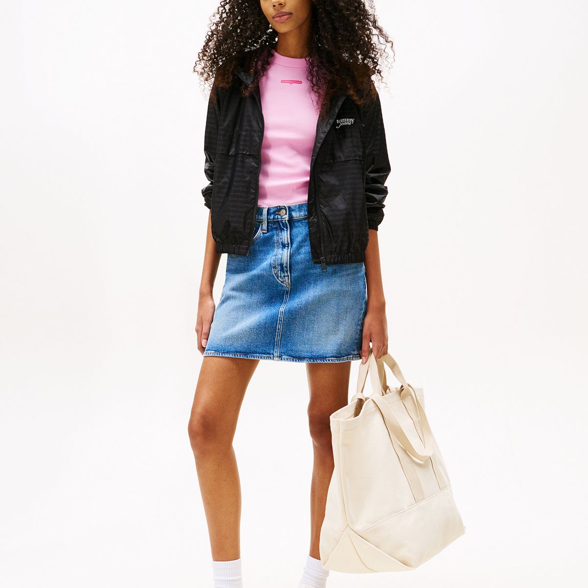 TOMMY HILFIGER - Cortavientos Jacquard Repelente Al Agua Negro Tommy Jeans