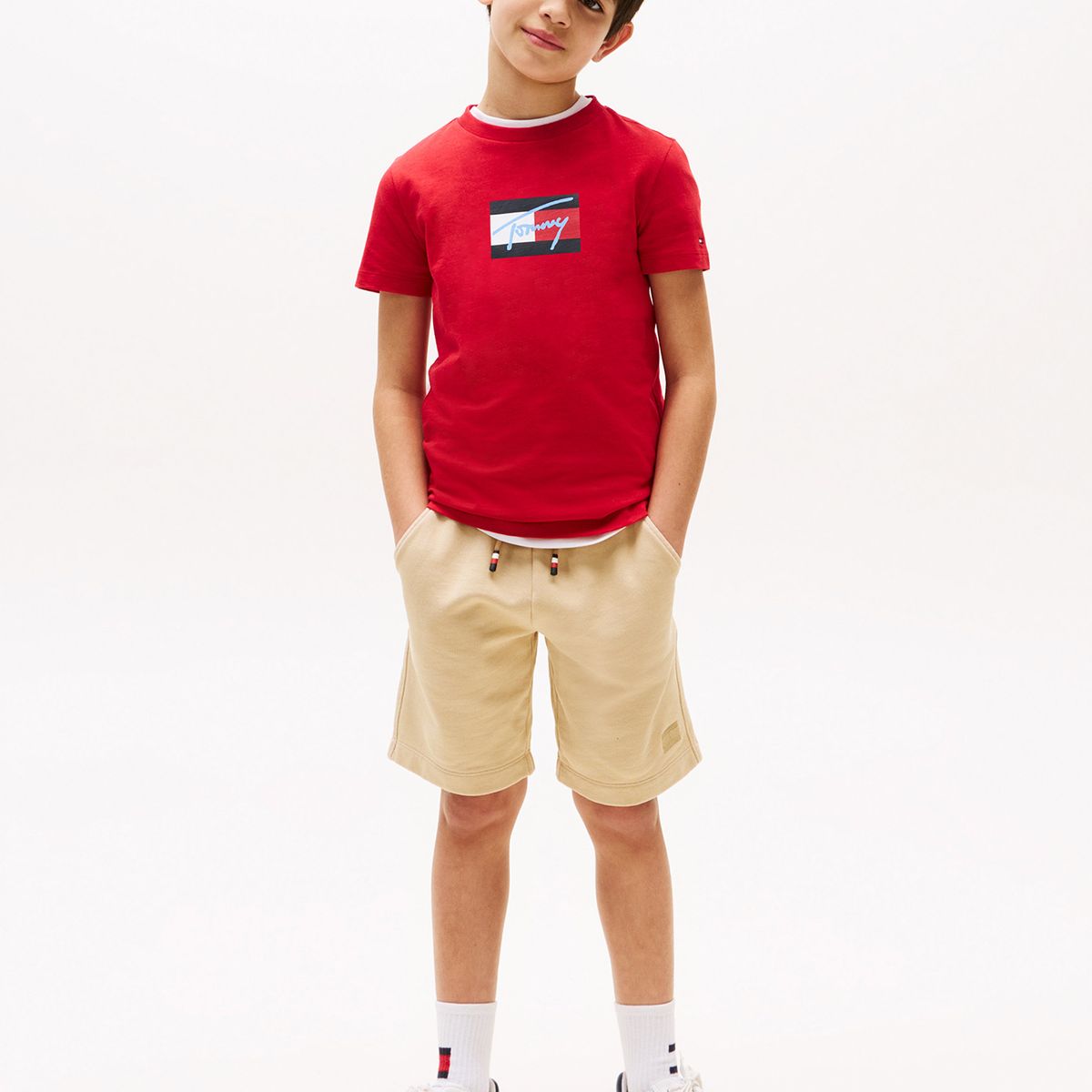 TOMMY HILFIGER - Polera Script Flag Logo Rojo Tommy Hilfiger