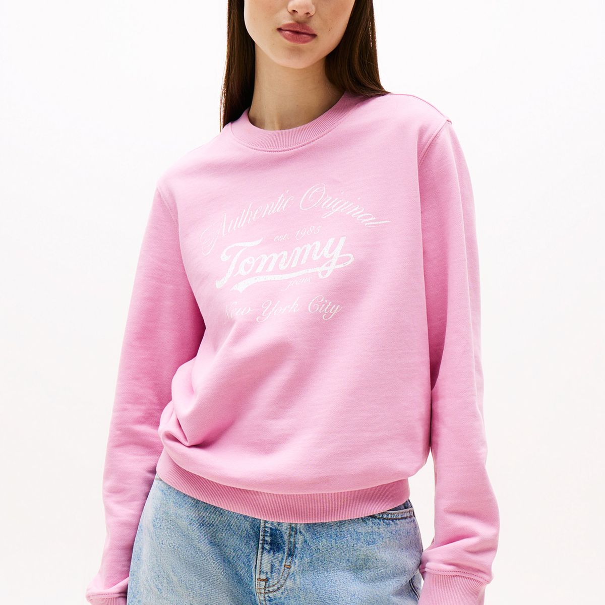 TOMMY HILFIGER - Polerón Essential Con Logo Rosado Tommy Jeans