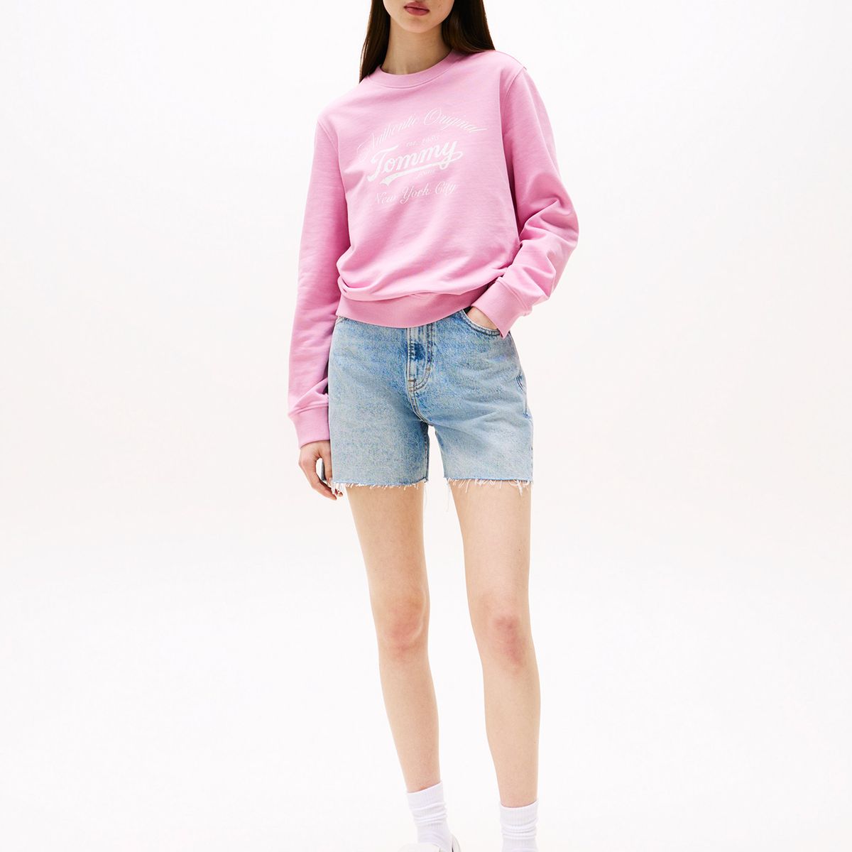 TOMMY HILFIGER - Polerón Essential Con Logo Rosado Tommy Jeans