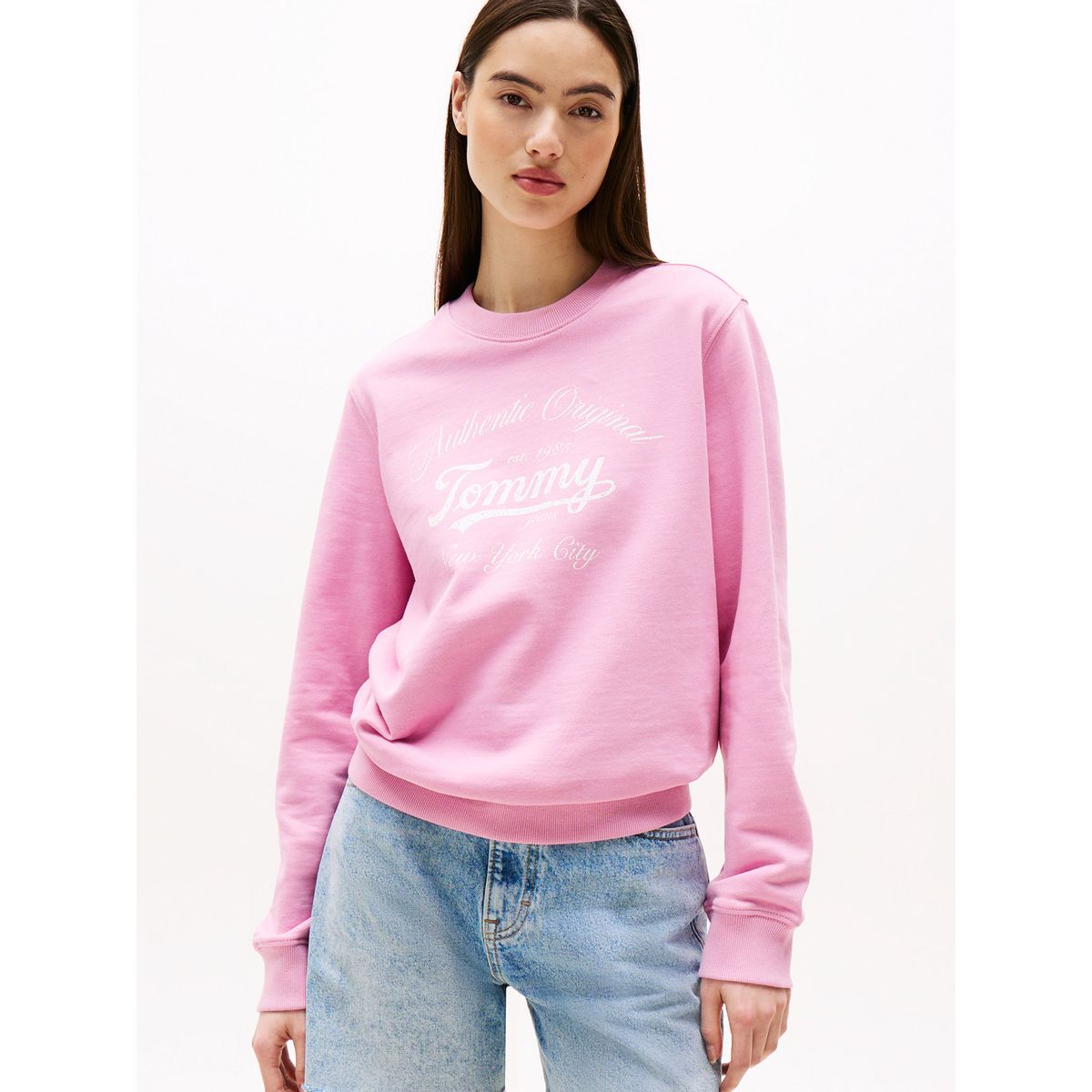 TOMMY HILFIGER - Polerón Essential Con Logo Rosado Tommy Jeans