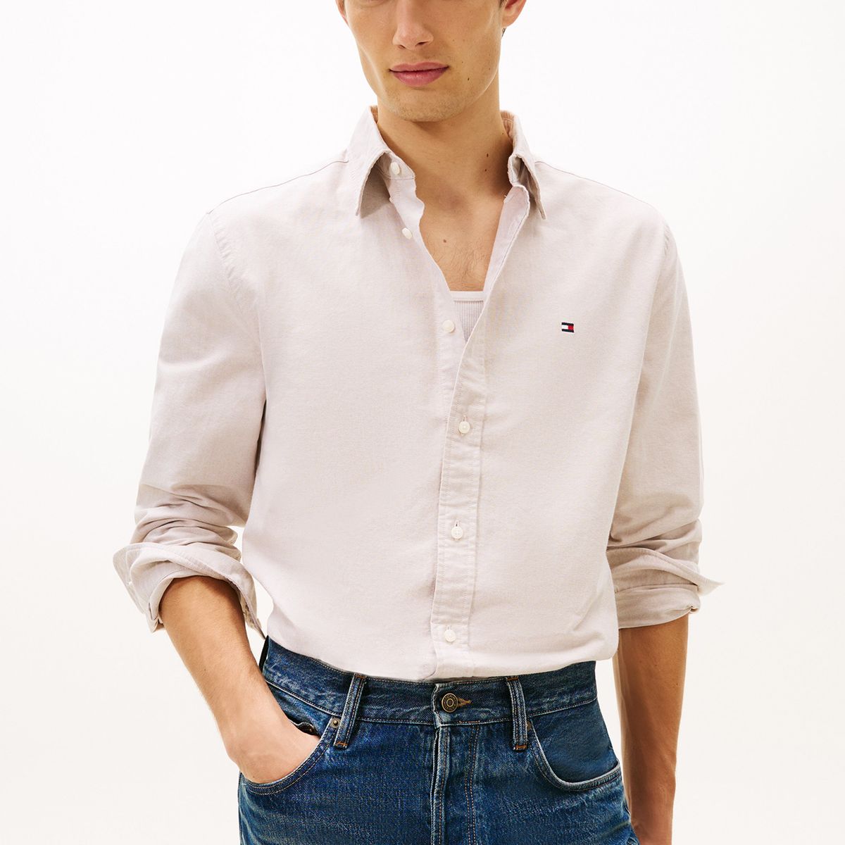 TOMMY HILFIGER - Camisa Oxford Heritage Regular Fit Beige Tommy Hilfiger