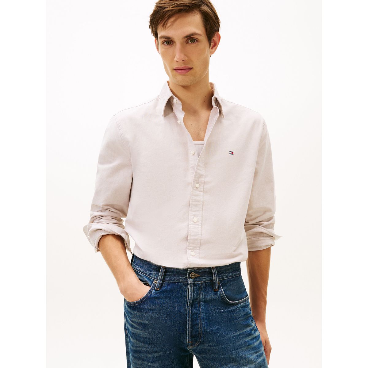 TOMMY HILFIGER - Camisa Oxford Heritage Regular Fit Beige Tommy Hilfiger
