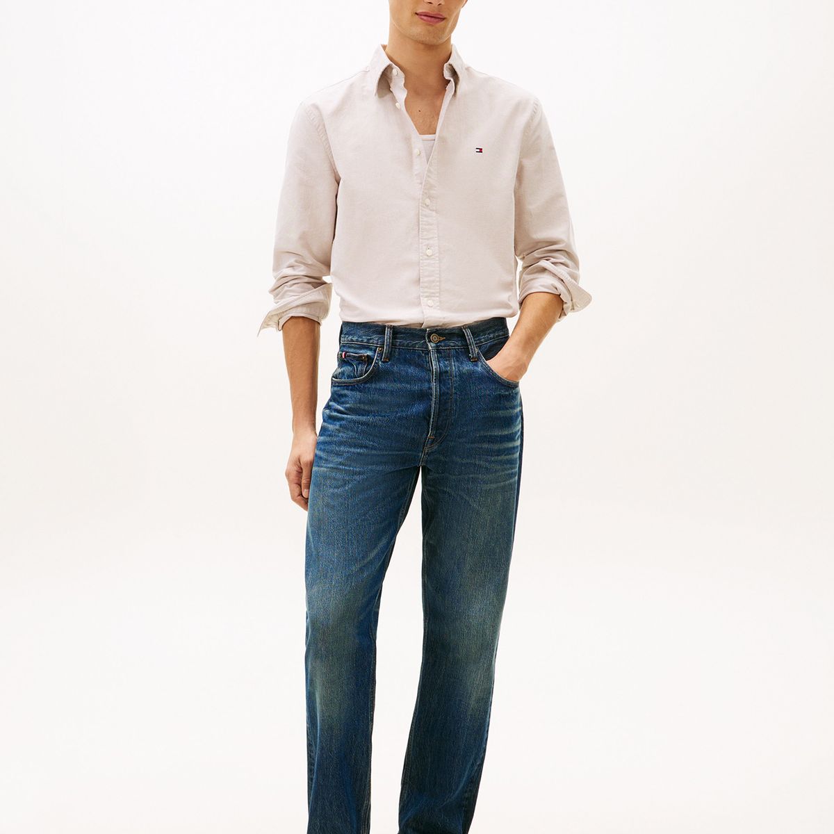 TOMMY HILFIGER - Camisa Oxford Heritage Regular Fit Beige Tommy Hilfiger