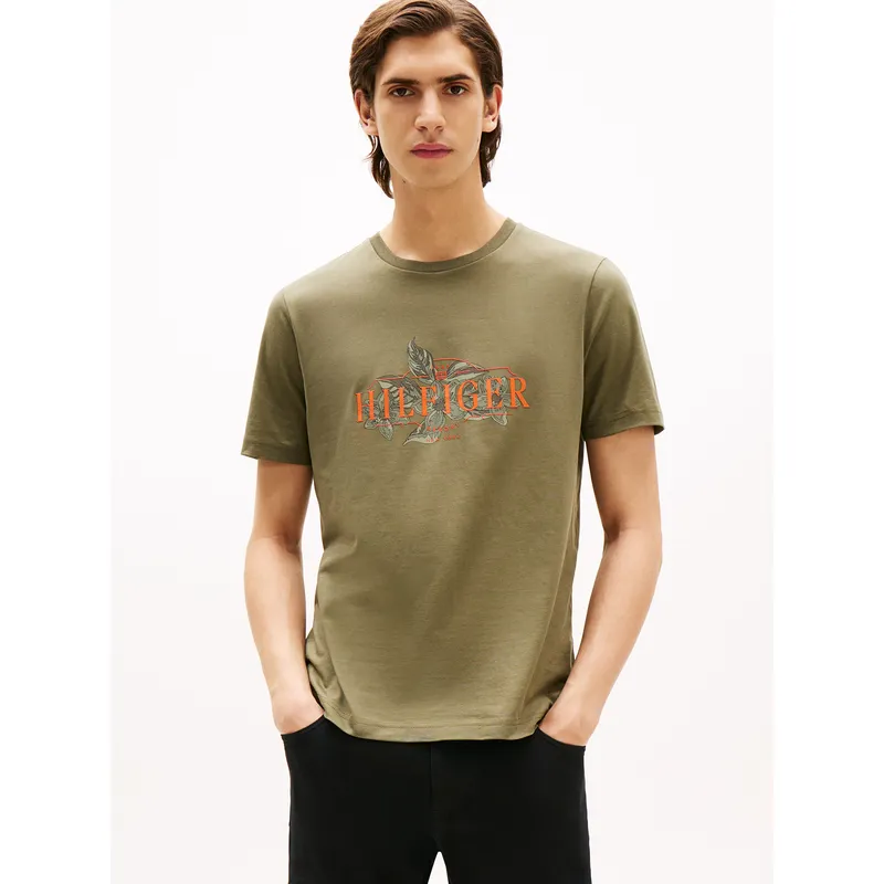 TOMMY HILFIGER - Polera Logo Tropical Floral Verde Tommy Hilfiger