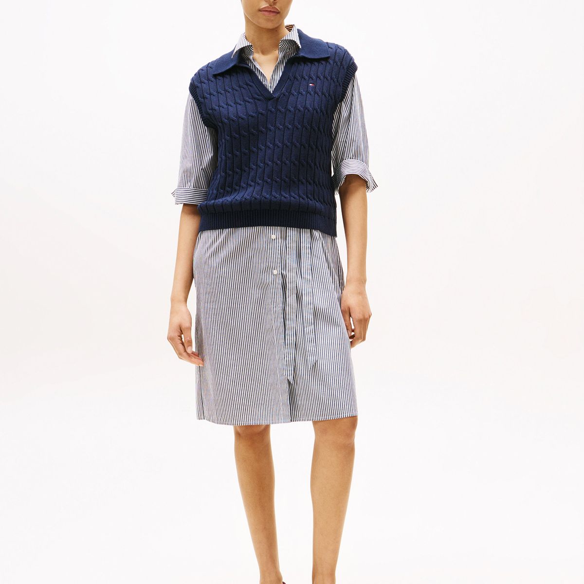 TOMMY HILFIGER - Sweater Trenzado Sin Mangas Azul Tommy Hilfiger