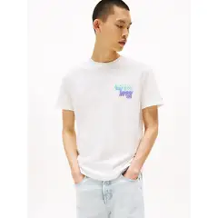 TOMMY HILFIGER - Polera Stack Con Logo Gráfico Blanco Tommy Jeans