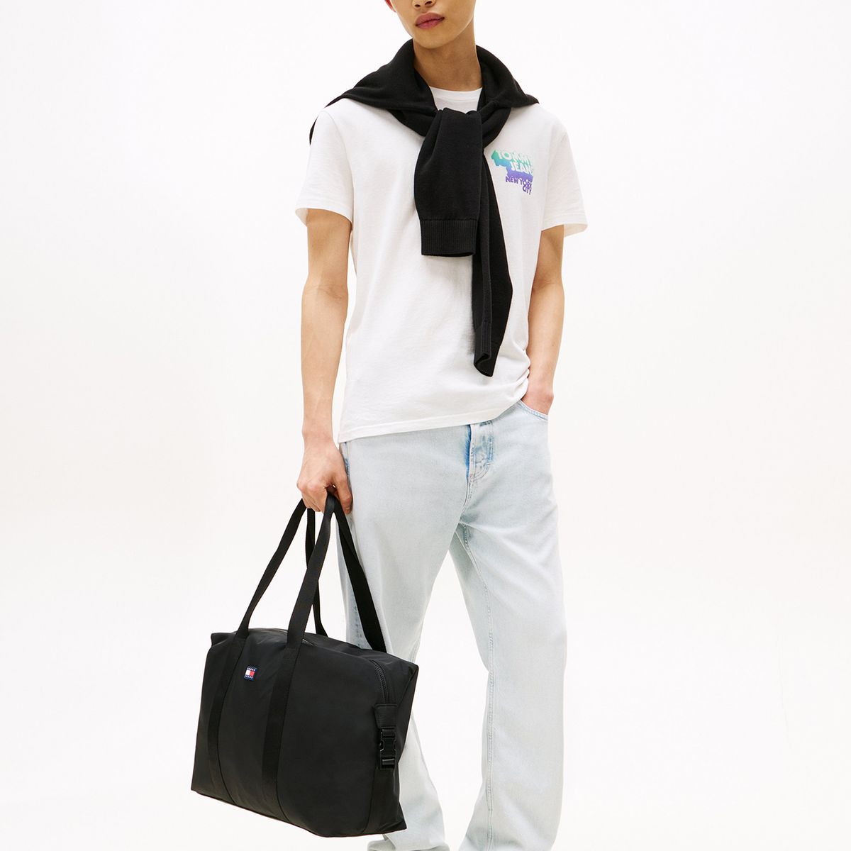 TOMMY HILFIGER - Polera Stack Con Logo Gráfico Blanco Tommy Jeans