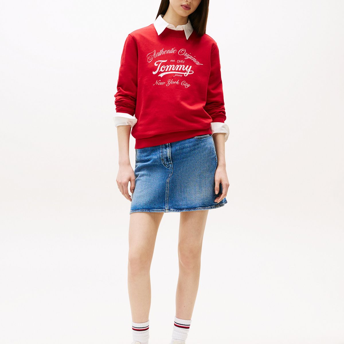 TOMMY HILFIGER - Polerón Essential Con Logo Rojo Tommy Jeans