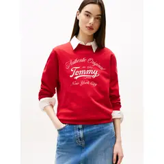 TOMMY HILFIGER - Polerón Essential Con Logo Rojo Tommy Jeans